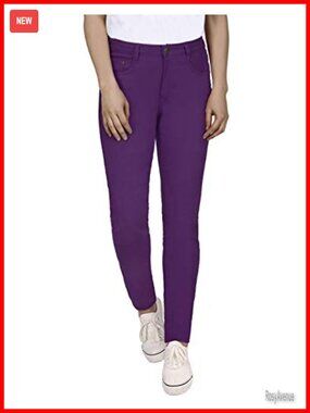 Women's Mid-Rise Stretchy Denim Slim Fit Skinny Jeans with 5 Pockets